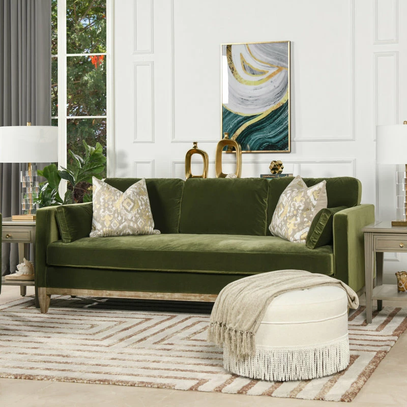 Deals 👏 Jennifer Taylor Home Knox 84" Modern Farmhouse Sofa, Olive Green Performance Velvet 🌟 - Image 2