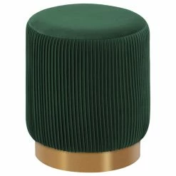 Brand new 🎉 Duhome Elegant Lifestyle Round Pleated Golden Base Velvet Ottoman, Dark Green 😉