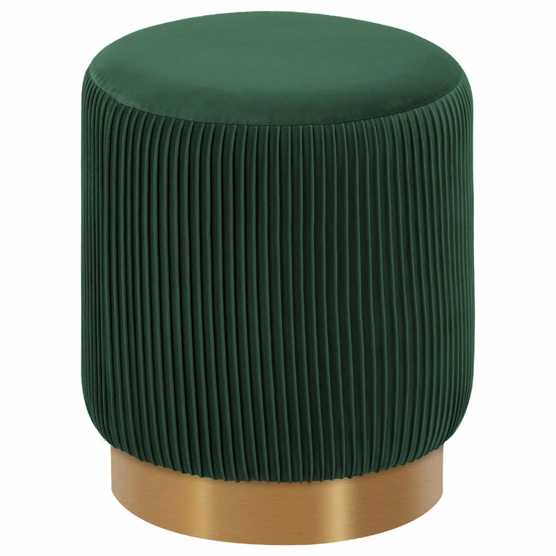 Brand new ๐ Duhome Elegant Lifestyle Round Pleated Golden Base Velvet Ottoman, Dark Green ๐