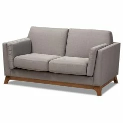 Budget ๐ Baxton Studio Sava Fabric Upholstered Loveseat In Grey And Walnut โ