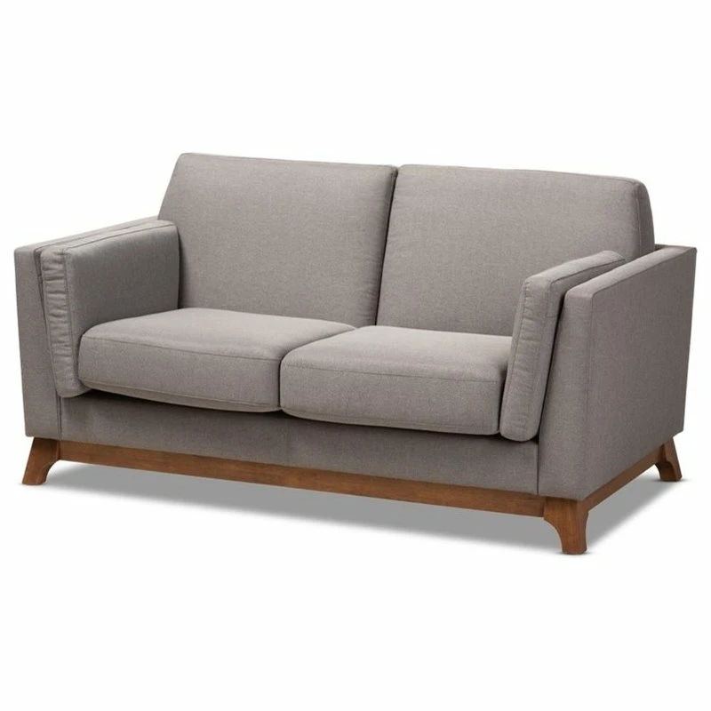 Budget ๐ Baxton Studio Sava Fabric Upholstered Loveseat In Grey And Walnut โ