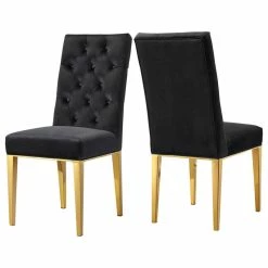 Promo 🥰 Meridian Furniture Capri Velvet Dining Chair, Set Of 2, Black 🤩
