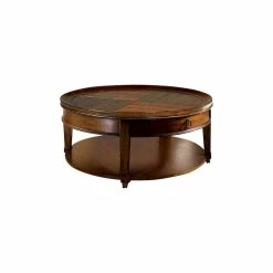 Flash Sale ❤️ Hammary Furniture Hammary Sunset Valley Single-Drawer Round Cocktail Table, Brown 197-911 ❤️