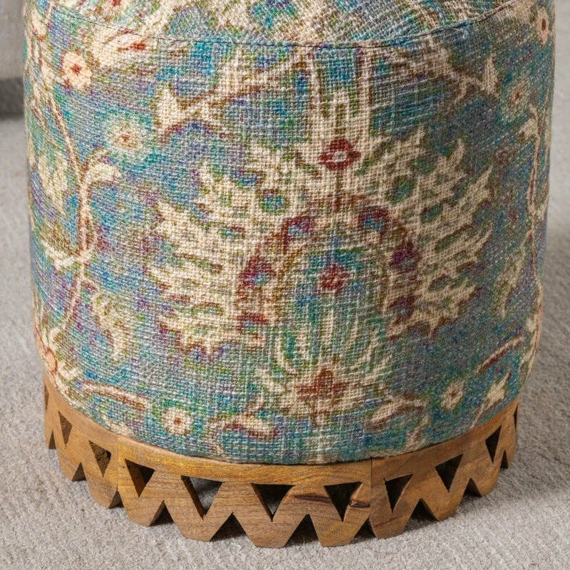 Deals ๐งจ Crestview Collection Grace Fabric Carved Stool โจ - Image 4