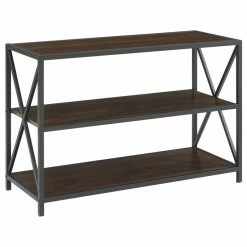 Flash Sale ๐ฅ Walker Edison Furniture Company 40" X-Frame Metal And Wood Media Bookshelf, Dark Walnut ๐