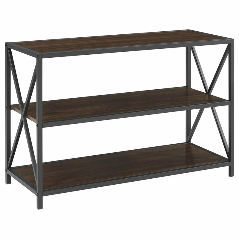 Flash Sale ๐ฅ Walker Edison Furniture Company 40" X-Frame Metal And Wood Media Bookshelf, Dark Walnut ๐