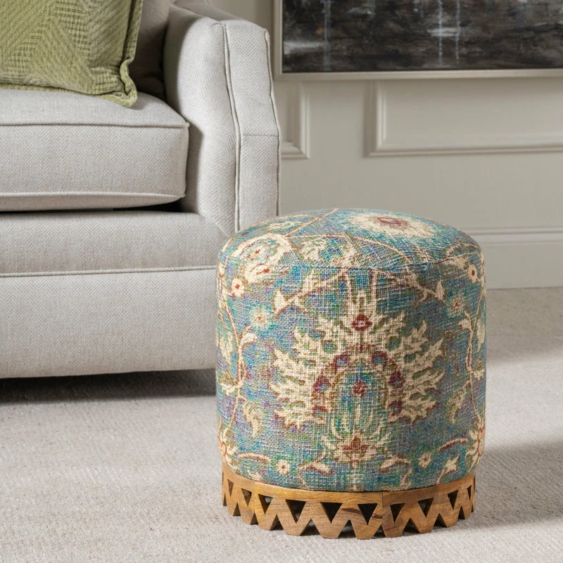 Deals ๐งจ Crestview Collection Grace Fabric Carved Stool โจ - Image 3