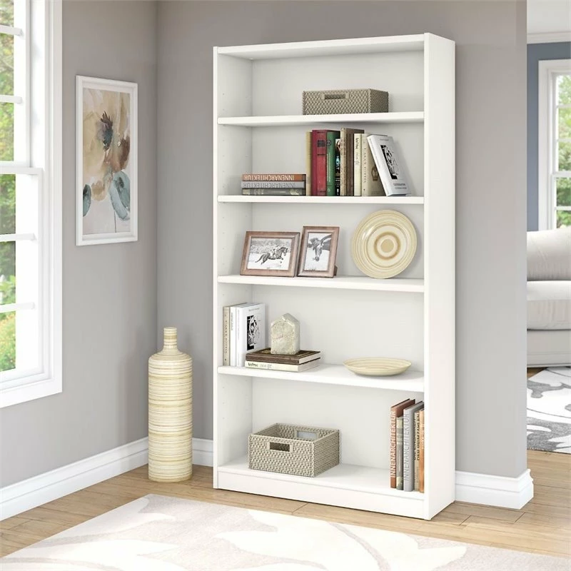 Best Pirce ⭐ Bush Business Furniture Universal 5 Shelf Bookcase In Pure White - Engineered Wood ✔️ - Image 2