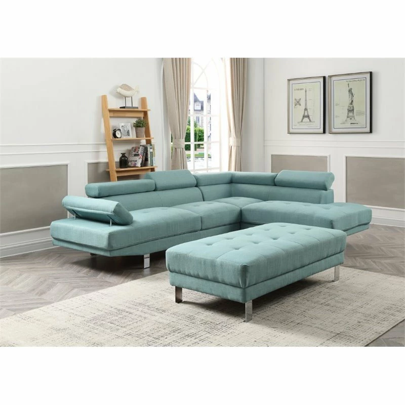 Deals โ Glory Furniture Riveredge Twill Fabric Sectional In Teal ๐งจ - Image 2