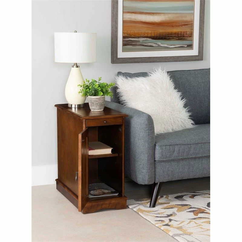 Promo π Linon Home Decor Products Linon Butler Wood Accent Table With USB In Hazelnut Brown β€οΈ - Image 5