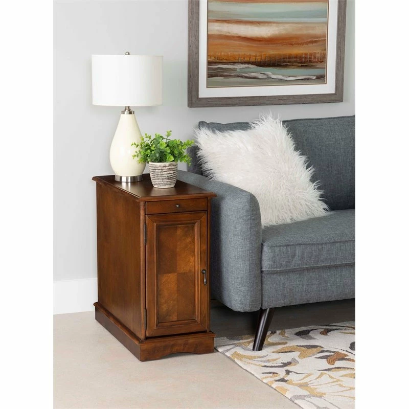Promo π Linon Home Decor Products Linon Butler Wood Accent Table With USB In Hazelnut Brown β€οΈ - Image 3
