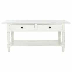 Discount 🛒 Safavieh Boris 2-Drawer Coffee Table, Distressed Cream 🌟