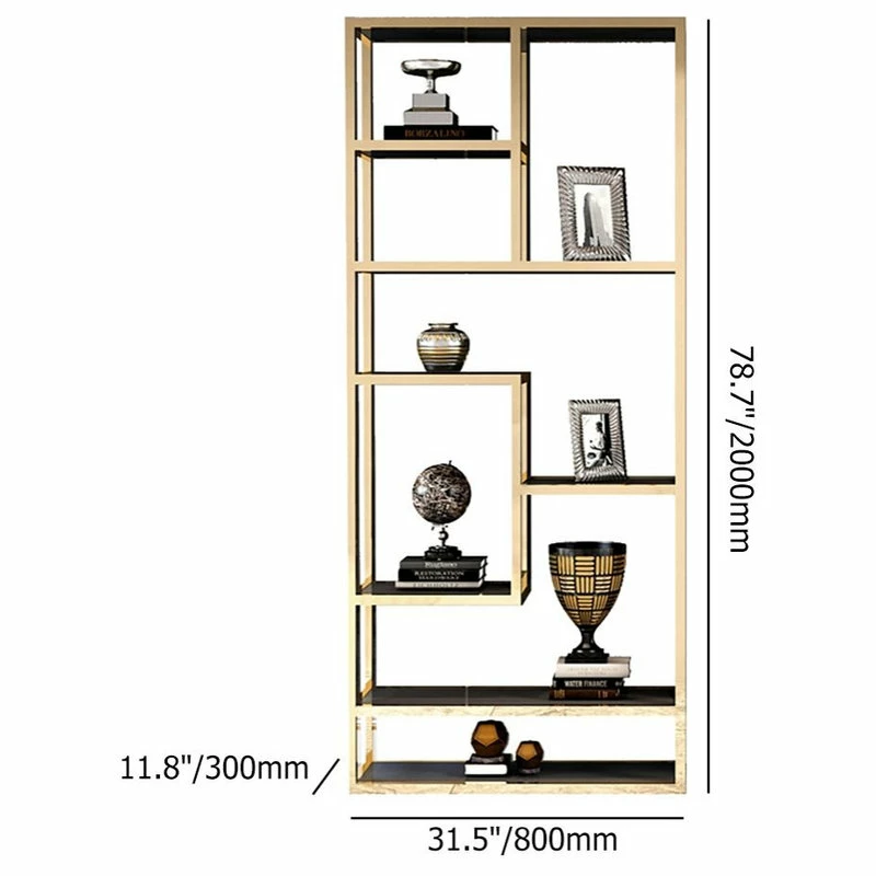 Outlet 🔔 Homary Luxury Display Geometric Bookshelf In Gold&Black ❤️ - Image 8
