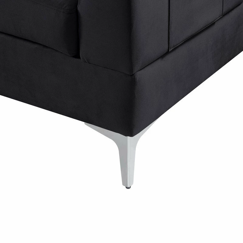 Flash Sale ๐ Lilola Home Chloe Velvet Sectional Sofa Chaise With USB Charging Port, Black ๐ - Image 5