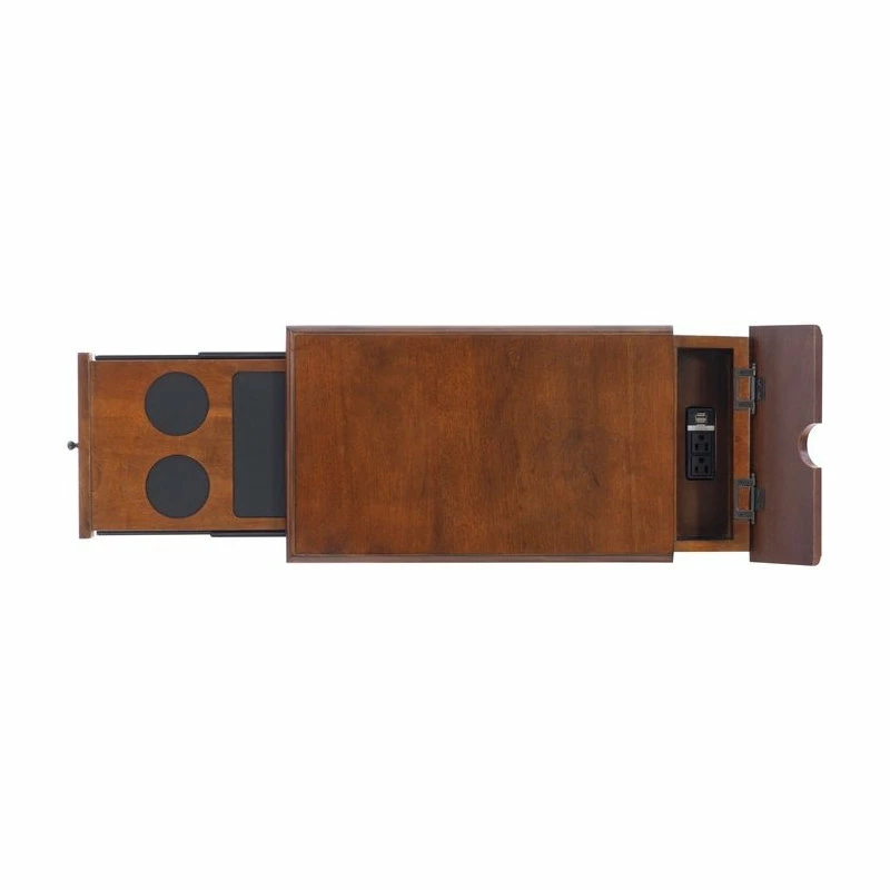 Promo π Linon Home Decor Products Linon Butler Wood Accent Table With USB In Hazelnut Brown β€οΈ - Image 2