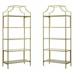 Top 10 🤩 Home Square 2 Piece Bookcase Set In Satin Gold 🔥