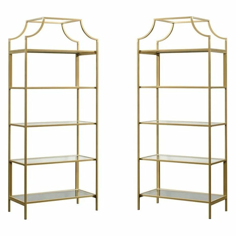 Top 10 🤩 Home Square 2 Piece Bookcase Set In Satin Gold 🔥