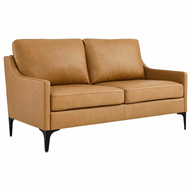 Cheapest 🌟 LexMod Corland Leather Loveseat, Tan 😍