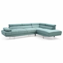 Deals ⌛ Glory Furniture Riveredge Twill Fabric Sectional In Teal 🧨