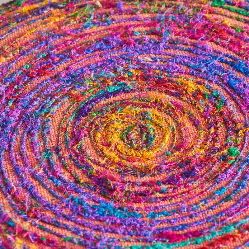 Outlet ❤️ GDFStudio GDF Studio Stoolha Boho Silk Swirl Ottoman Stool, Coral And Multi-Colored ✨ - Image 4