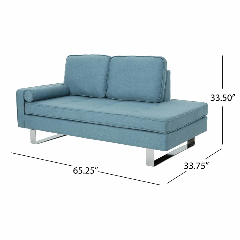 Budget โ๏ธ GDFStudio GDF Studio Phelps Modern Fabric Chaise Loveseat, Blue/Silver ๐ - Image 3
