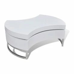 Outlet 🥰 Vida XL LLC VidaXL Coffee Table Shape-Adjustable High Gloss White Side End Storage Table 👏