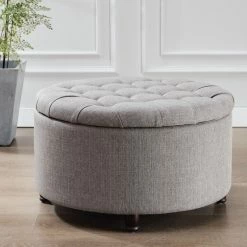Flash Sale ๐งจ ELuxury Grey Round Tufted Storage Ottoman ๐