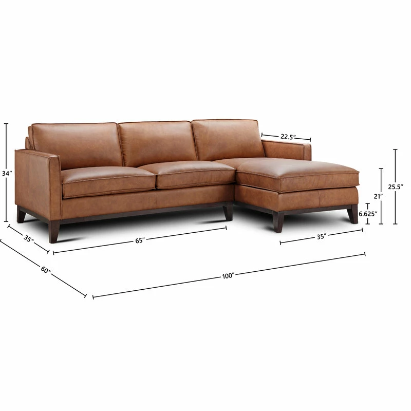 Promo 🌟 Hello Sofa Home Pimlico 100% Top Grain Leather Sectional, Right Arm Chaise 😍 - Image 4
