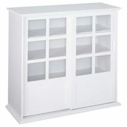 New 🥰 Pilaster Designs Brecker Sliding Door China Curio Cabinet With Adjustable Storage, White 😍