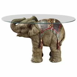 Best Pirce ❤️ Design Toscano Jaipur Elephant Festival Glass-Topped Cocktail Table 🔔