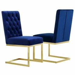 Outlet ๐คฉ Meridian Furniture Cameron Velvet Dining Chair, Set Of 2, Navy ๐