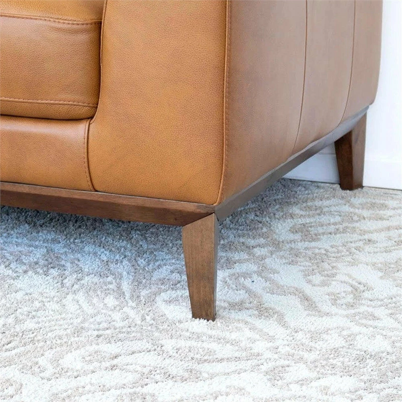 Outlet 🎁 Ashcroft Milton Modern Tufted Living Room Top Leather Corner Sectional Sofa In Cognac Tan 🔔 - Image 3