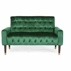 Top 10 🧨 GDFStudio Aubrie Tufted Velvet Loveseat With Gold Tipped Tapered Legs, Emerald, Gold Finis 🤩