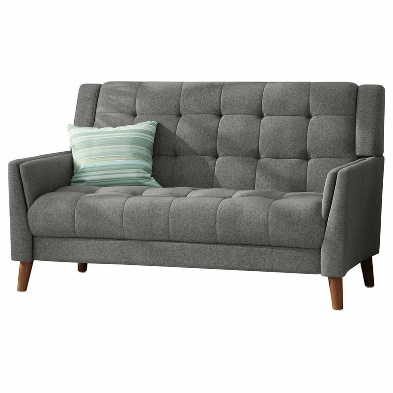Best Pirce ๐งจ GDFStudio GDF Studio Evelyn Mid Century Modern Fabric Loveseat, Dark Gray/Walnut ๐ฏ