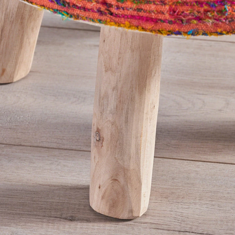 Outlet ❤️ GDFStudio GDF Studio Stoolha Boho Silk Swirl Ottoman Stool, Coral And Multi-Colored ✨ - Image 3