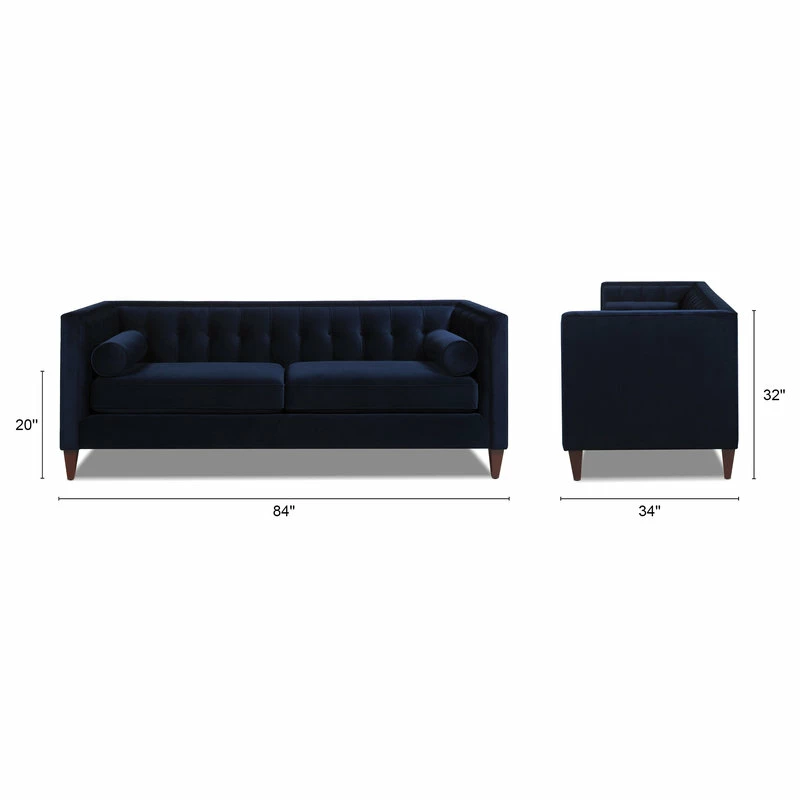Best Pirce ❤️ Jennifer Taylor Home Jack 84" Modern Tuxedo Tufted Sofa, Dark Navy Blue Velvet ✨ - Image 4