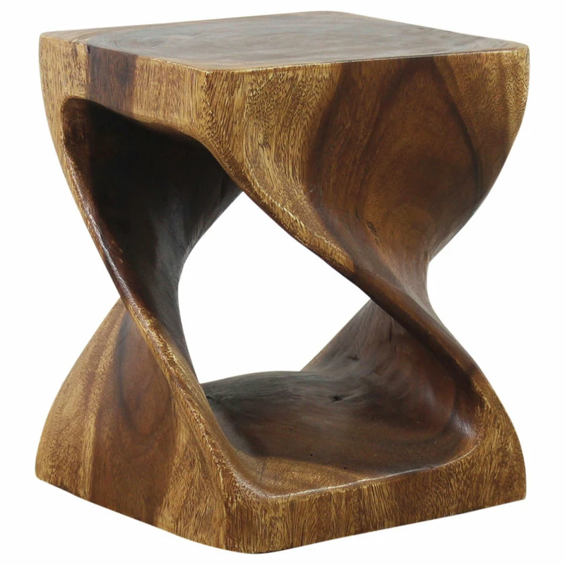 Best deal ๐งจ Kammika Import Export Co., Ltd (Thailand) Haussmann Original Wood Twist Stool 10 In SQ X 12 In High Walnut Oil ๐