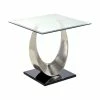 Brand new 🔔 Furniture Of America E-Commerce By Enitial Lab Furniture Of America Suse Glass Top End Table In Silver Satin Plated 🎁
