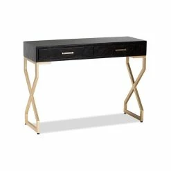Best reviews of 🌟 Baxton Studio Carville Modern 2-Drawer Wood Console Table In Dark Brown And Gold 🔔