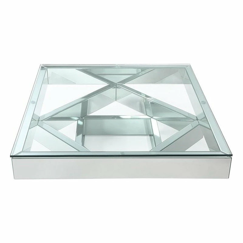 New 😉 Acme Furniture ACME Meria 40" Square Glass Top Mirrored Coffee Table 💯 - Image 4