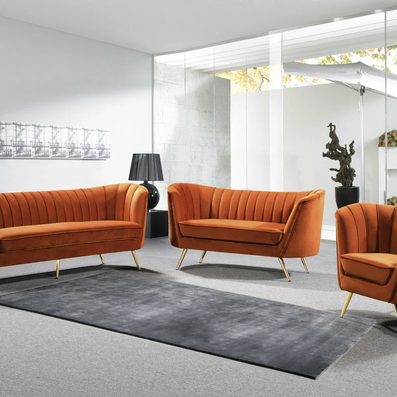 Cheapest 🛒 Meridian Furniture Margo Cognac Velvet Sofa, Cognac 🔔 - Image 4