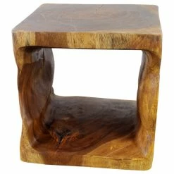 Cheapest ❤️ Kammika Import Export Co., Ltd (Thailand) Haussmann Wood Natural Cube End Sofa Table 16 In X 16 In H Walnut Oil 🤩