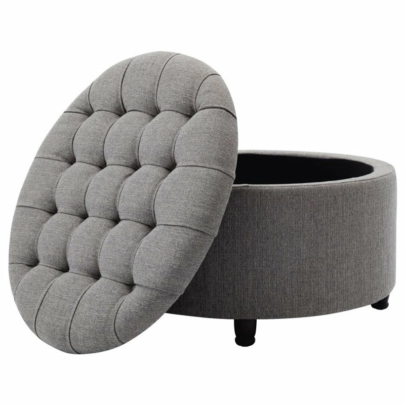 Flash Sale ๐งจ ELuxury Grey Round Tufted Storage Ottoman ๐ - Image 4