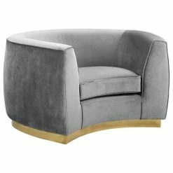 Outlet 🥰 Meridian Furniture Julian Velvet Chair, Gray, Gold Base ✨