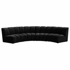 Budget 🌟 Meridian Furniture Infinity Channel Tufted Velvet Modular Chair, Black, 4 Piece 😀