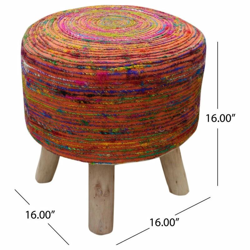 Outlet ❤️ GDFStudio GDF Studio Stoolha Boho Silk Swirl Ottoman Stool, Coral And Multi-Colored ✨ - Image 5