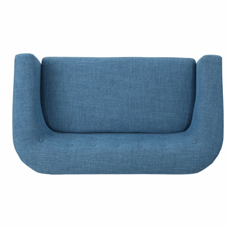 Cheapest 🤩 GDFStudio GDF Studio Carol Button Back Mid Century Fabric Modern Loveseat, Muted Blue ⭐ - Image 10