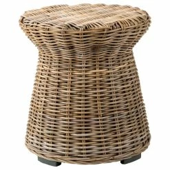 Discount ๐ East At Main's Akiman Brown Round Rattan Accent Table ๐