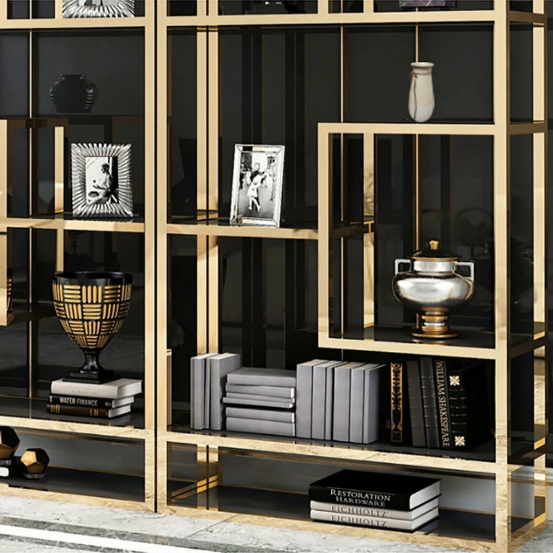 Outlet 🔔 Homary Luxury Display Geometric Bookshelf In Gold&Black ❤️ - Image 4