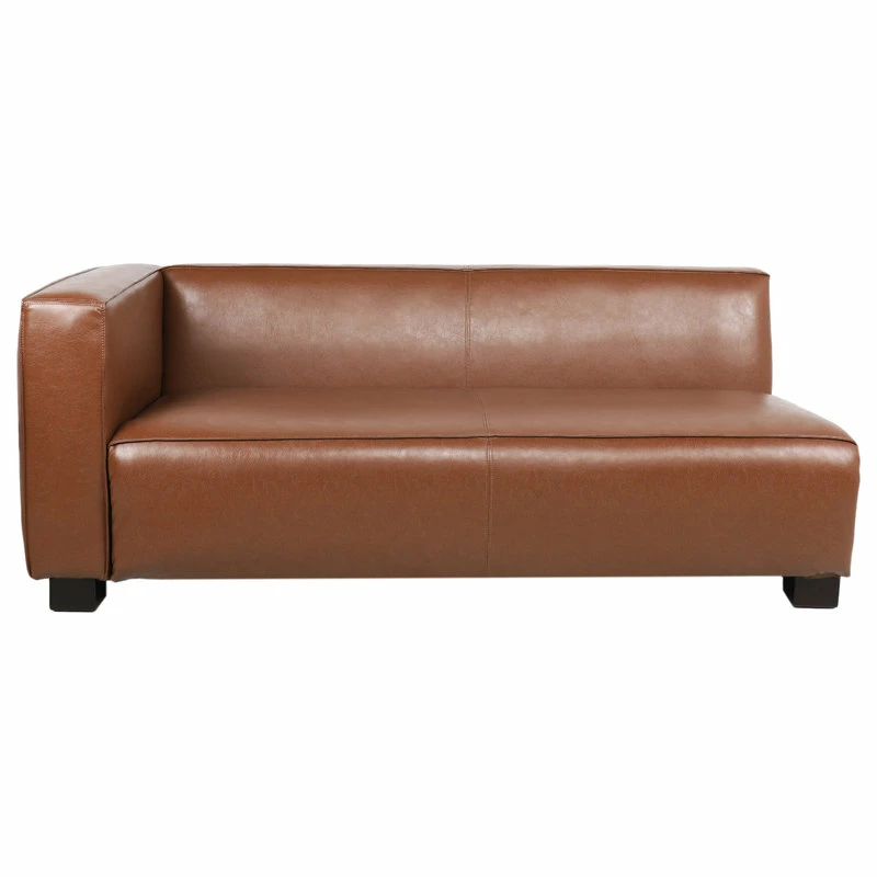 Best Sale 💯 GDFStudio Minkler Contemporary Faux Leather 3 Seater Sofa With Chaise Lounge, Cognac/Dark ⭐ - Image 7